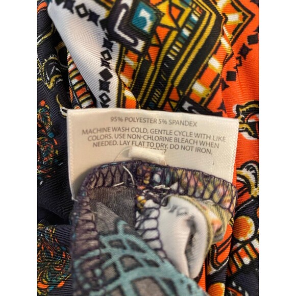 Bobbie Brooks Navy Patterened Silky Feel Wide Plazzo Stretchy Size Medium Pants - Picture 7 of 10